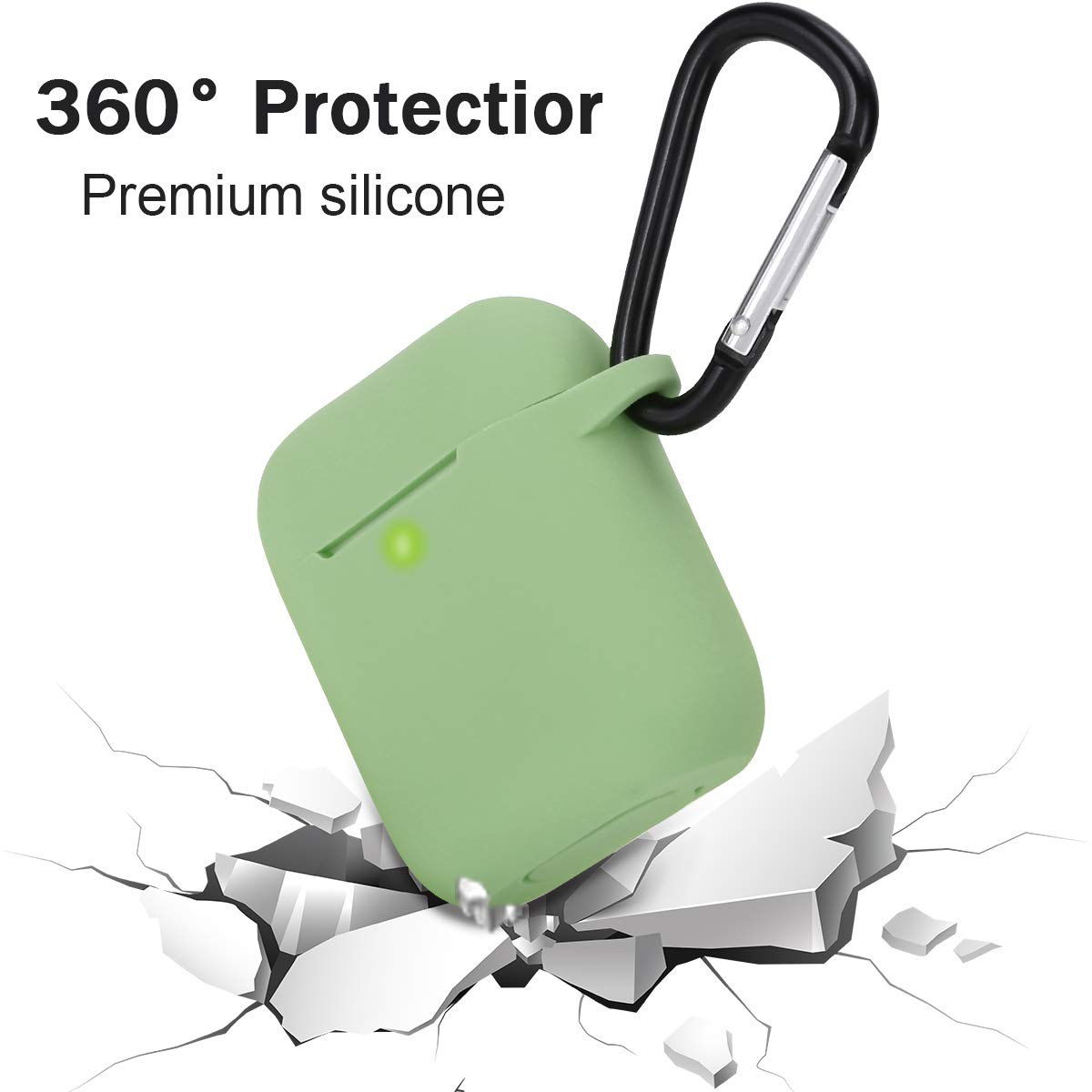 KOKOKA Custodia in Silicone da Appendere Compatiblile con AirPods 2 & 1, Custodia Protettiva per AirPods, Airpods Case Cover LED Anteriore Visibile Moschettone Portachiavi, Light Green KOKOKA Custodia in Silicone da Appendere Compatiblile con AirPods 2 & 1, Custodia Protettiva per AirPods, Airpods Case Cover LED Anteriore Visibile Moschettone Portachiavi, Light Green