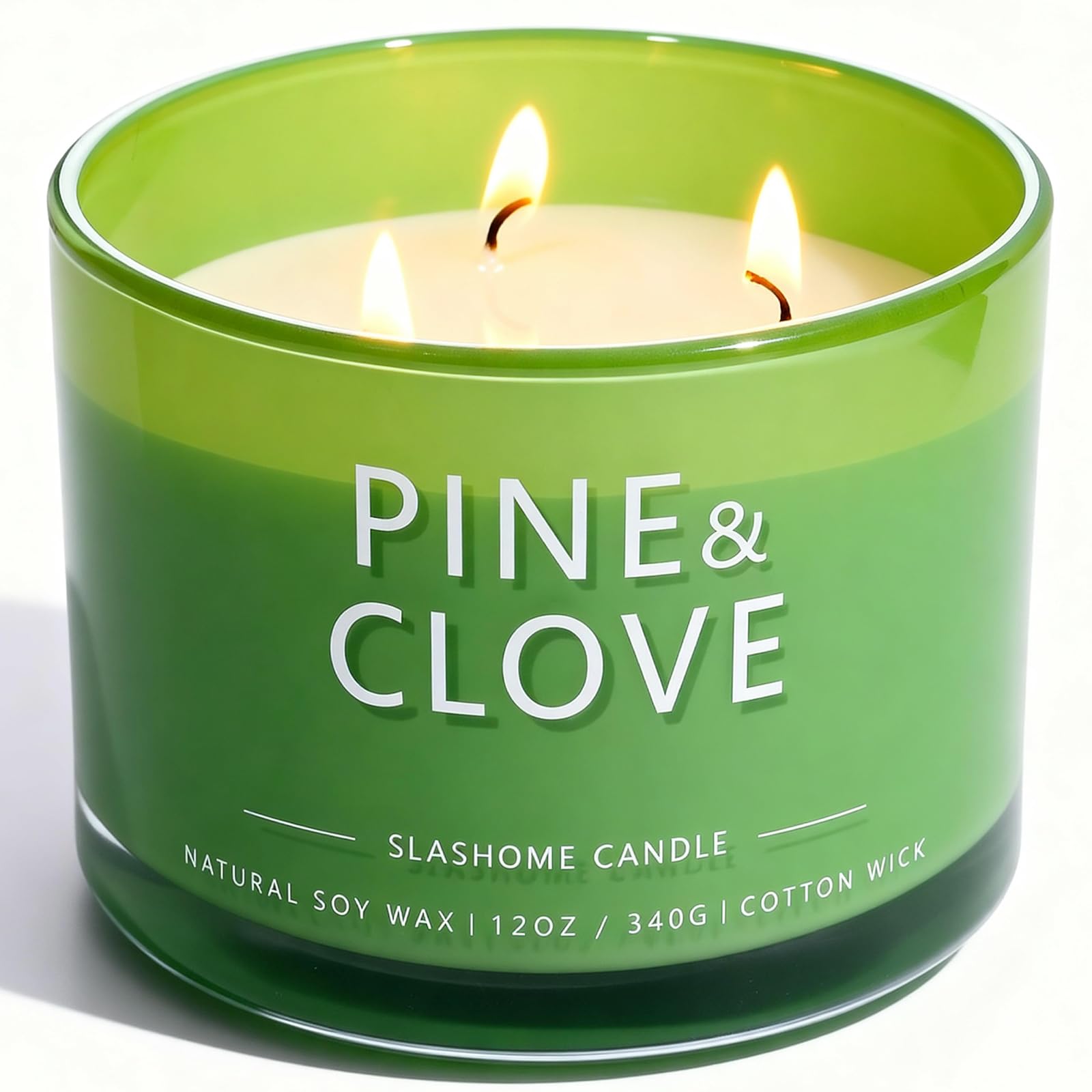 Pine &amp; Clove Scented Candle, Luxury Large 3 Wick Soy Candle 12 Oz, 60+ Hour Long Lasting Clean Burn, Elegant Aromatherapy Home Decor, Housewarming &amp; Birthday Gift for Men &amp; Women