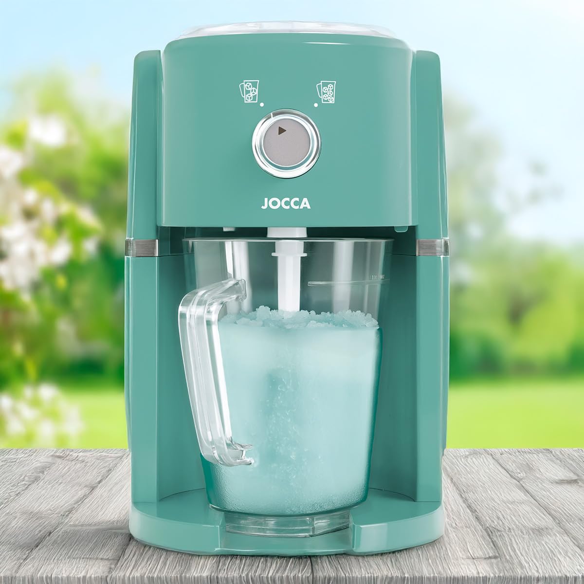 Jocca - Macchina per Fare Granite elettrica | Lame in Acciaio Inossidabile | capacità 1,1 L | Facile da Pulire | Colore Turchese | Becco e Miscela Ghiaccio