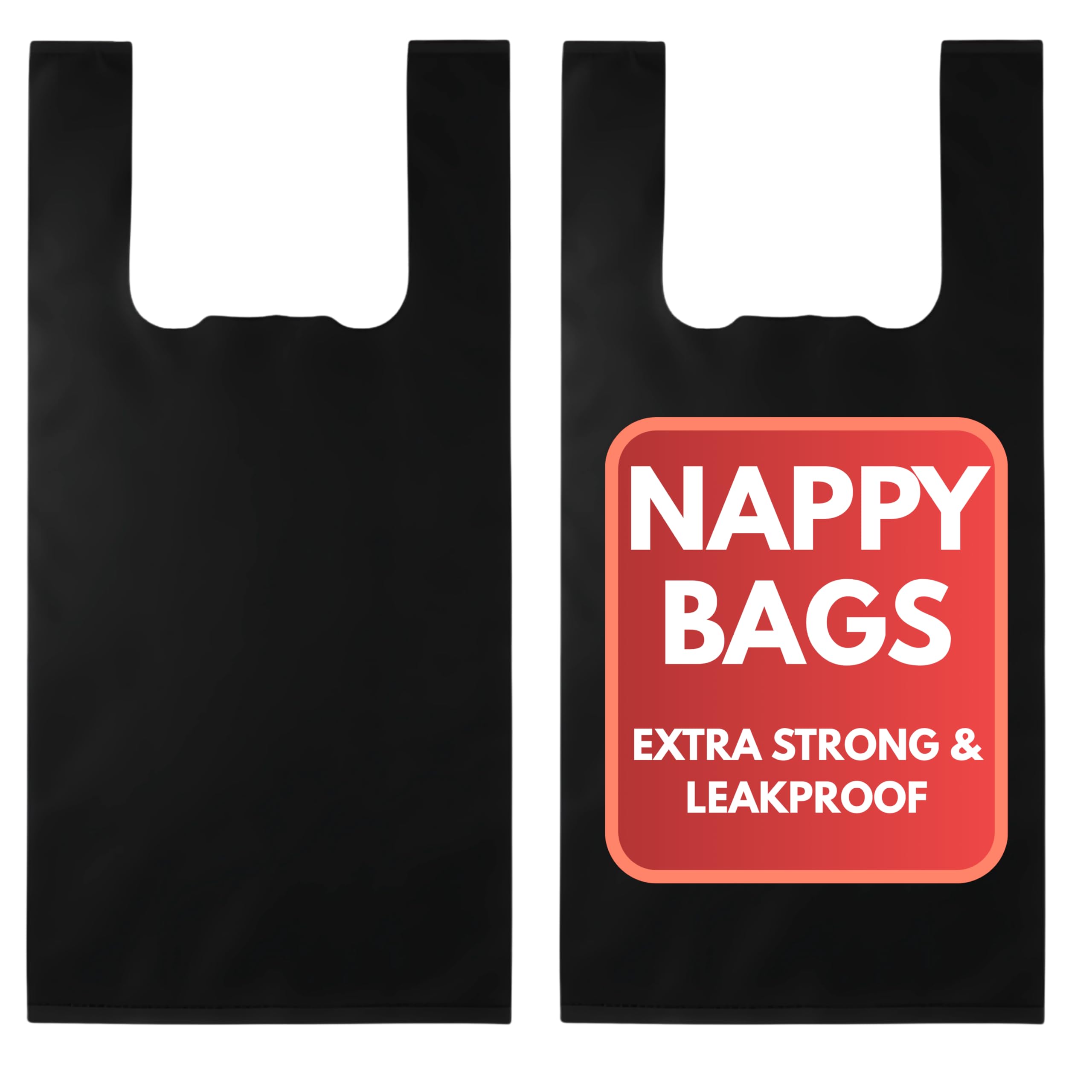 Somwell, Pack of 100 Adult Nappy Bags, 20% Thicker Bags, Easy Tie Handles, Discreet Black Plastic Sacks, Odour Free