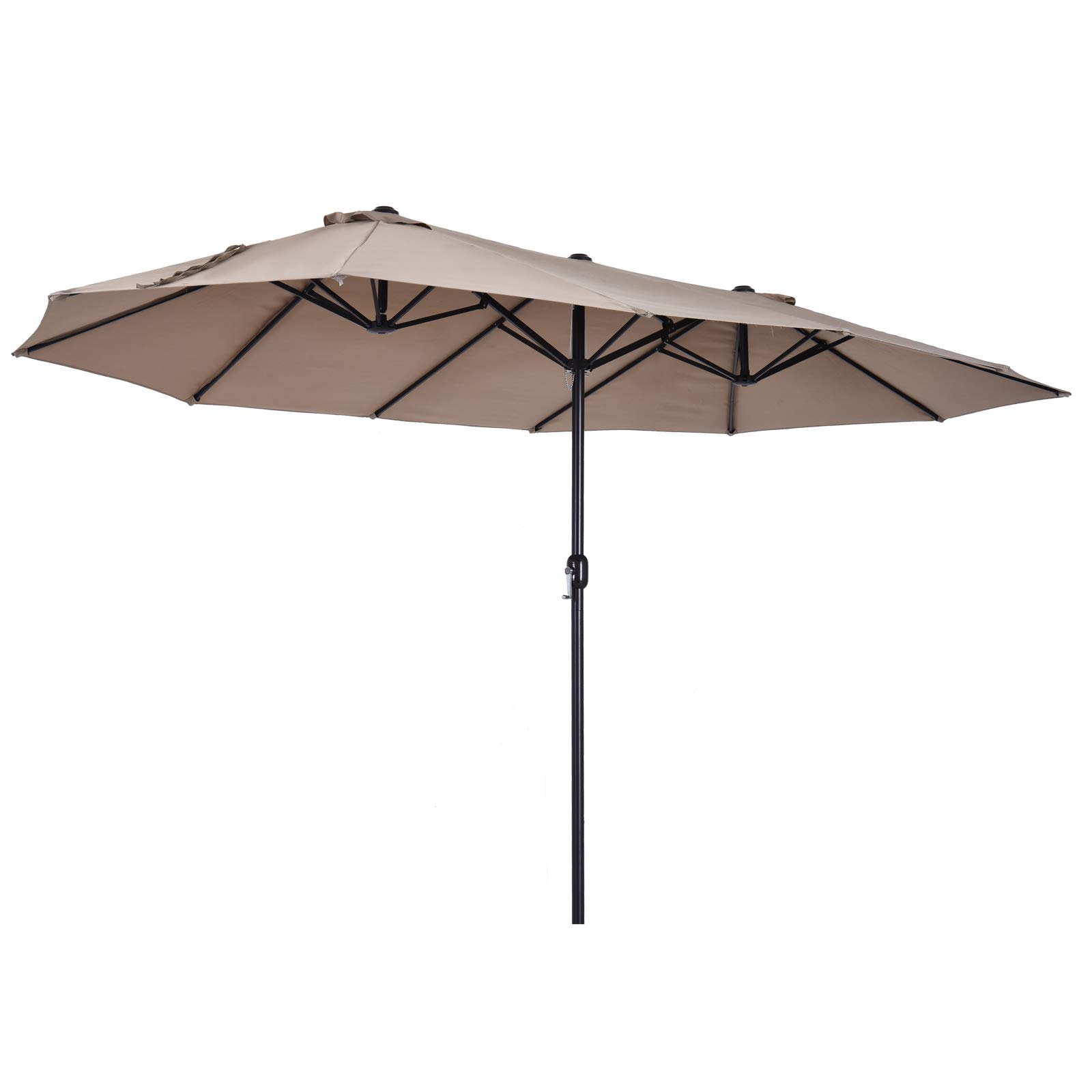 Amazon Com Outsunny 15 Steel Rectangular Outdoor Double Sided Market Patio Umbrella With Uv Sun Protection Easy Crank Tan Garden Outdoor