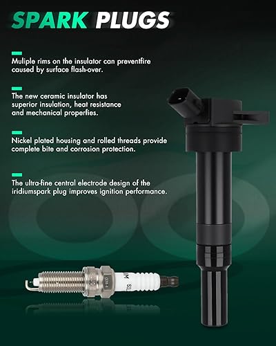 Miniatura 5 de SCITOO 4 bobinas de encendido con 4 bujías de iridio para Hyundai para Kia Elantra Tucson Forte Soul 2011 2012 2013 2014 2015 2016 2017 2018 2019