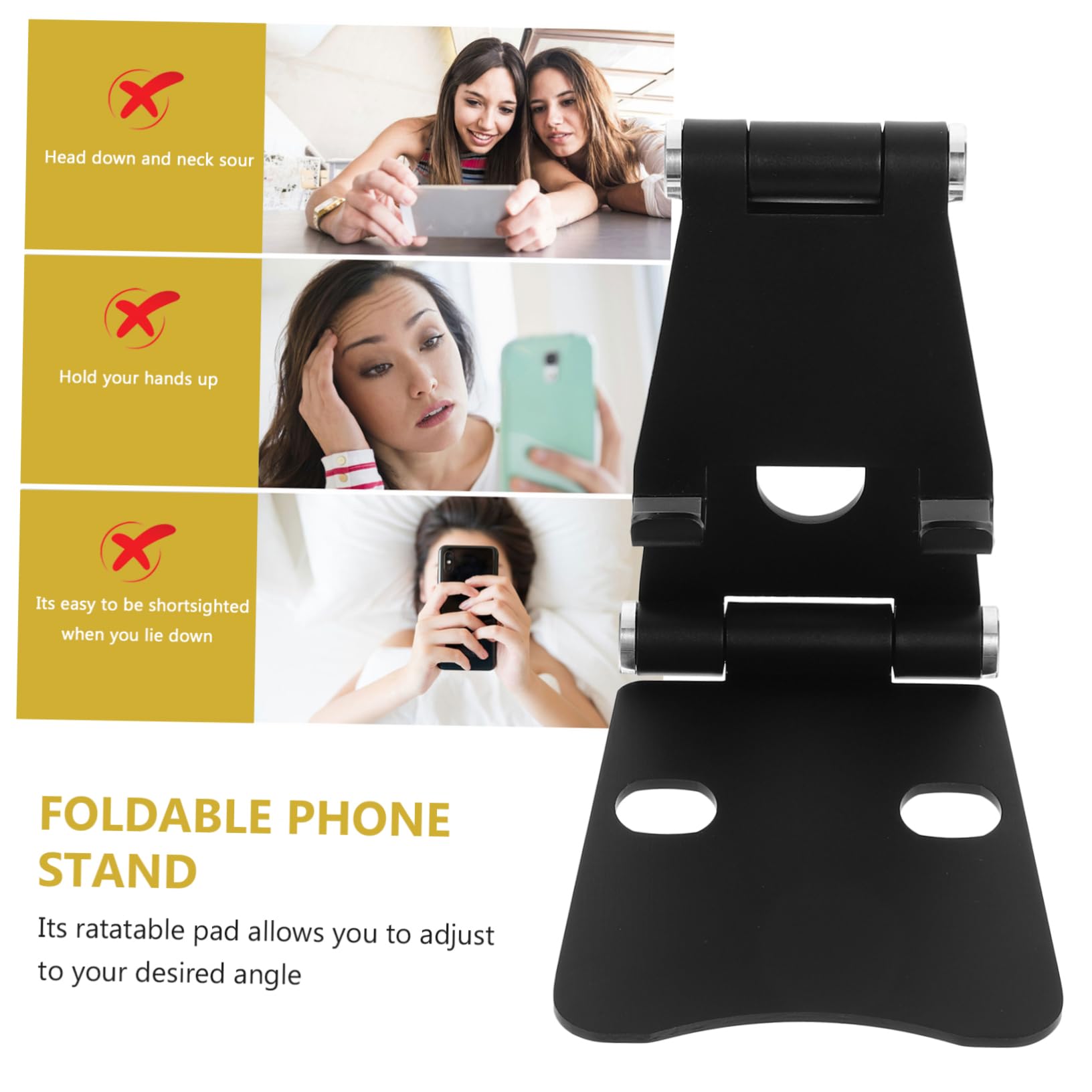 OSALADI 3pezzi Supporto Smartphone Regolabile Lega Di Alluminio Con Base Antiscivolo Porta Telefono Per Giocare Guardare Video e Caricare Nero
