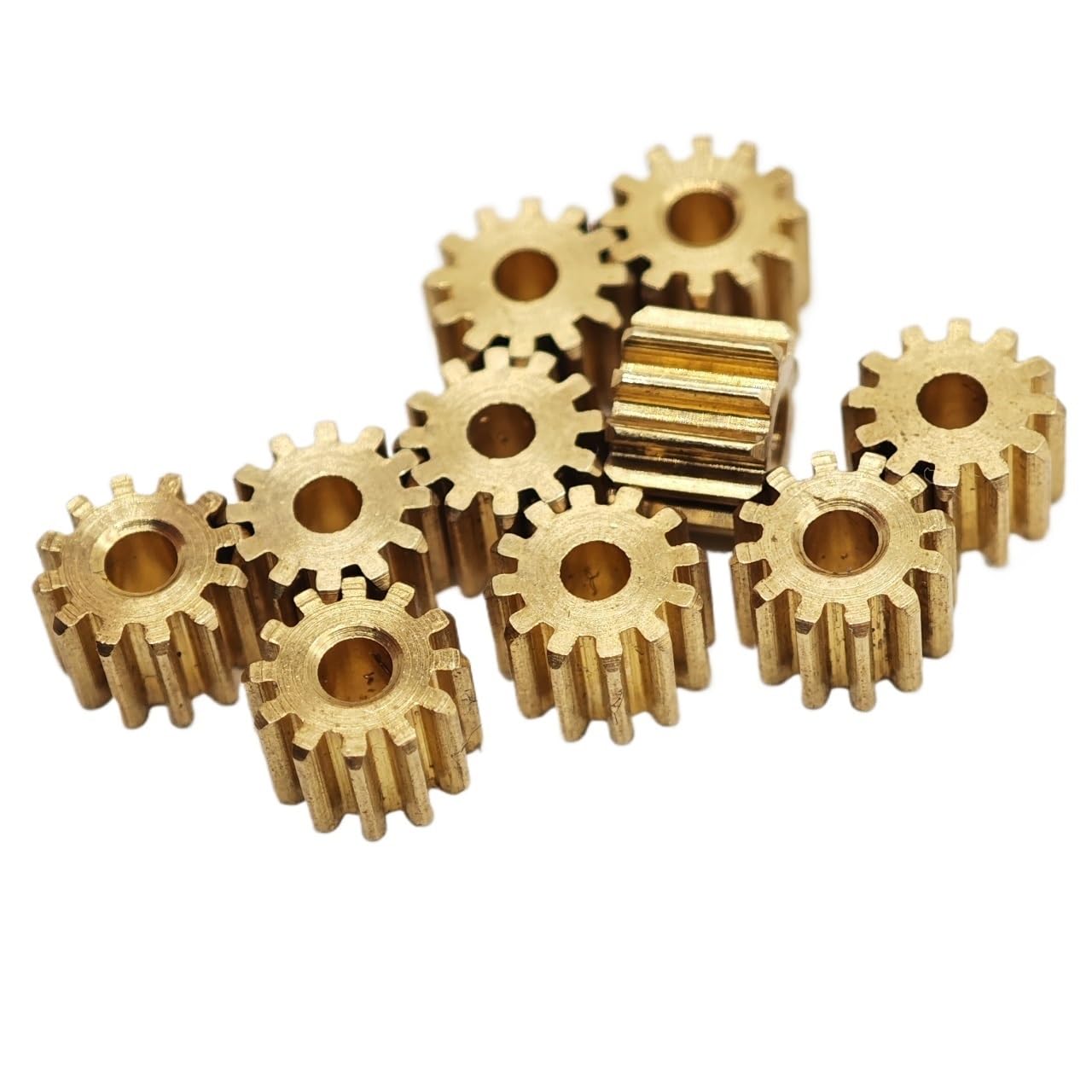 Lot de 5 engrenages en laiton 0,2 m 15 dents, trou de 0,8 mm, dents droites, module 0,2, 15 dents, pignon droit plat 3,4 x 1,1 mm Engrenage droit