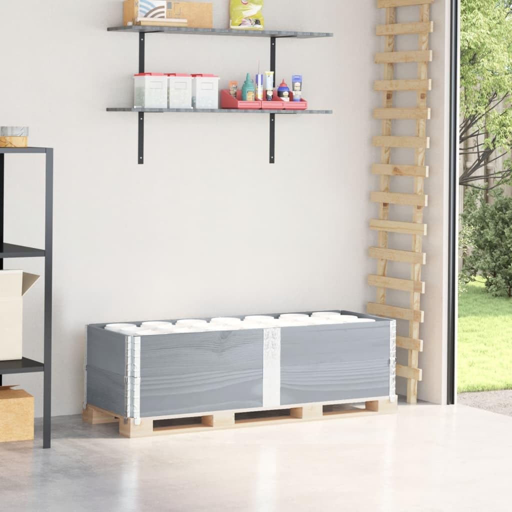 Generico Paretali per Pallet 2pz Grigi 150x50cm Legno Massello di Pino,Commercio e Industria,Movimentazione di Materiali,Pianali di carico e pallet-4010299