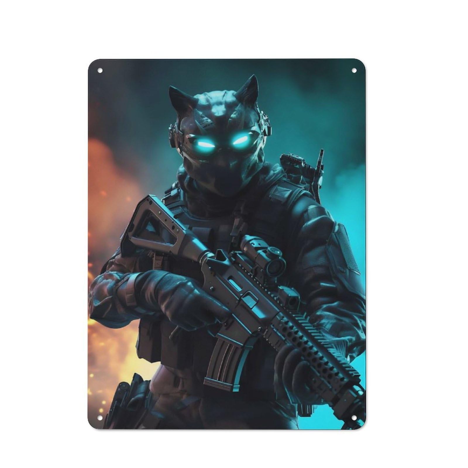 Junmoney Panthers Soldier Retro Metal Wall Decor 40X30cm, Tin Wall Sign For Home, Shop, Pub Or Studio Wall, Personal Accent For Everyday Walls