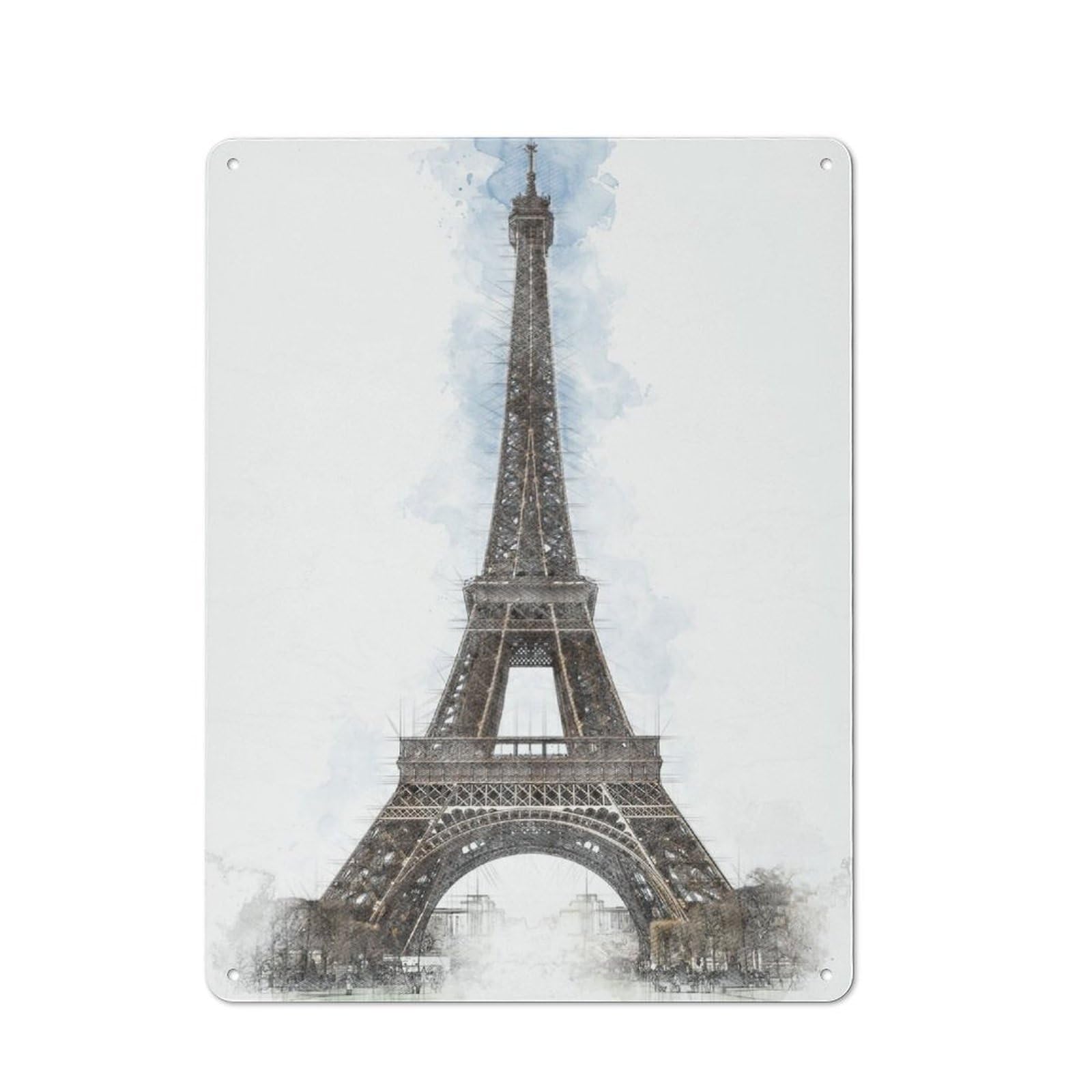 Classic Kitchen Metal Sign 40x30cm Featuring Eiffel Tower, Cafe Wall Decor for Restaurant, Kitchen, Counter Or Breakfast Nook