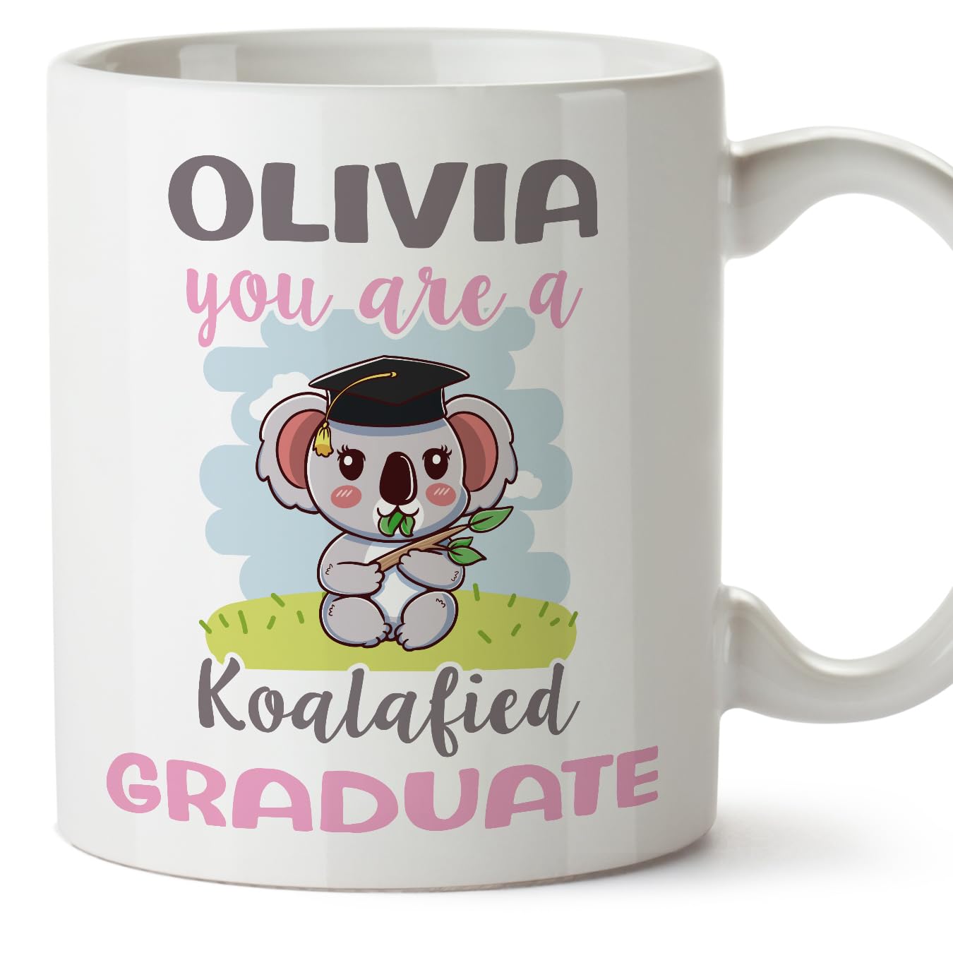 MUGFFINS Personalised Mug for Graduate Woman - in English - Custom Koalafied - Funny Custom Gift for Colleagues - Ceramic 11oz Mug — image 1