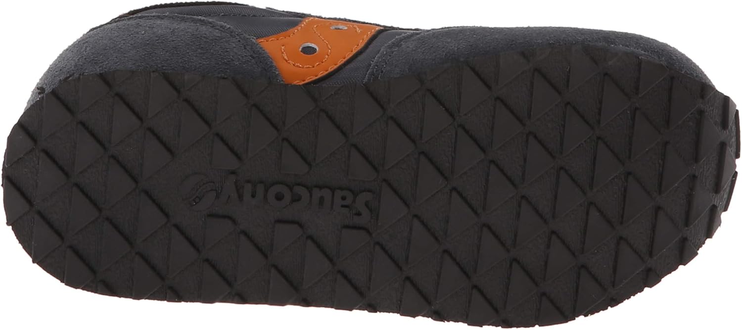 Saucony Unisex-Child Baby Jazz Hook & Loop Sneaker Grey/Orange 4 Little Kid
