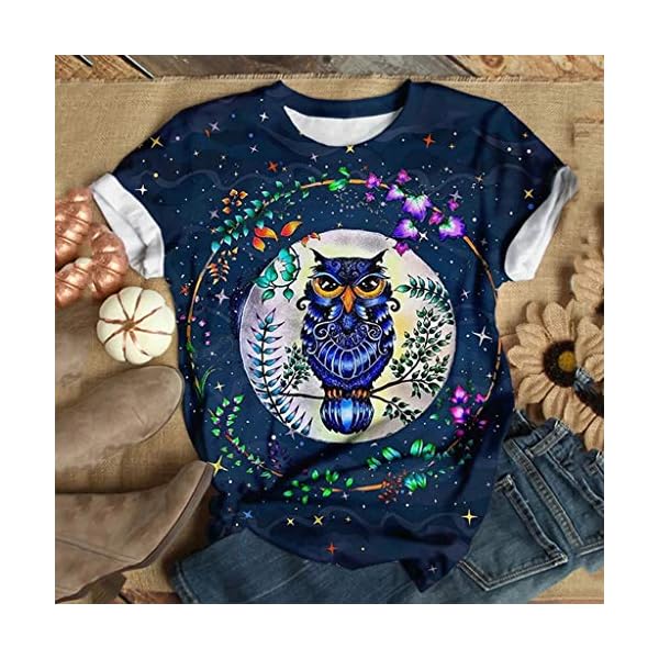 Plus Size Sweatshirt for Women Short Sleeve 3D Animals Printed O-Neck Shirt Blouse Summer Comfy Loose T-Shirt - Image 3