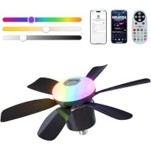 47cm Ceiling Fan Light with RGB Dynamic Lighting and Bluetooth Speaker, Remote Control 3 Speed & Color Temp Settings, 32W Stepless Dimmable LED Light, for Party Kids Game Room Black [Energy Class A]