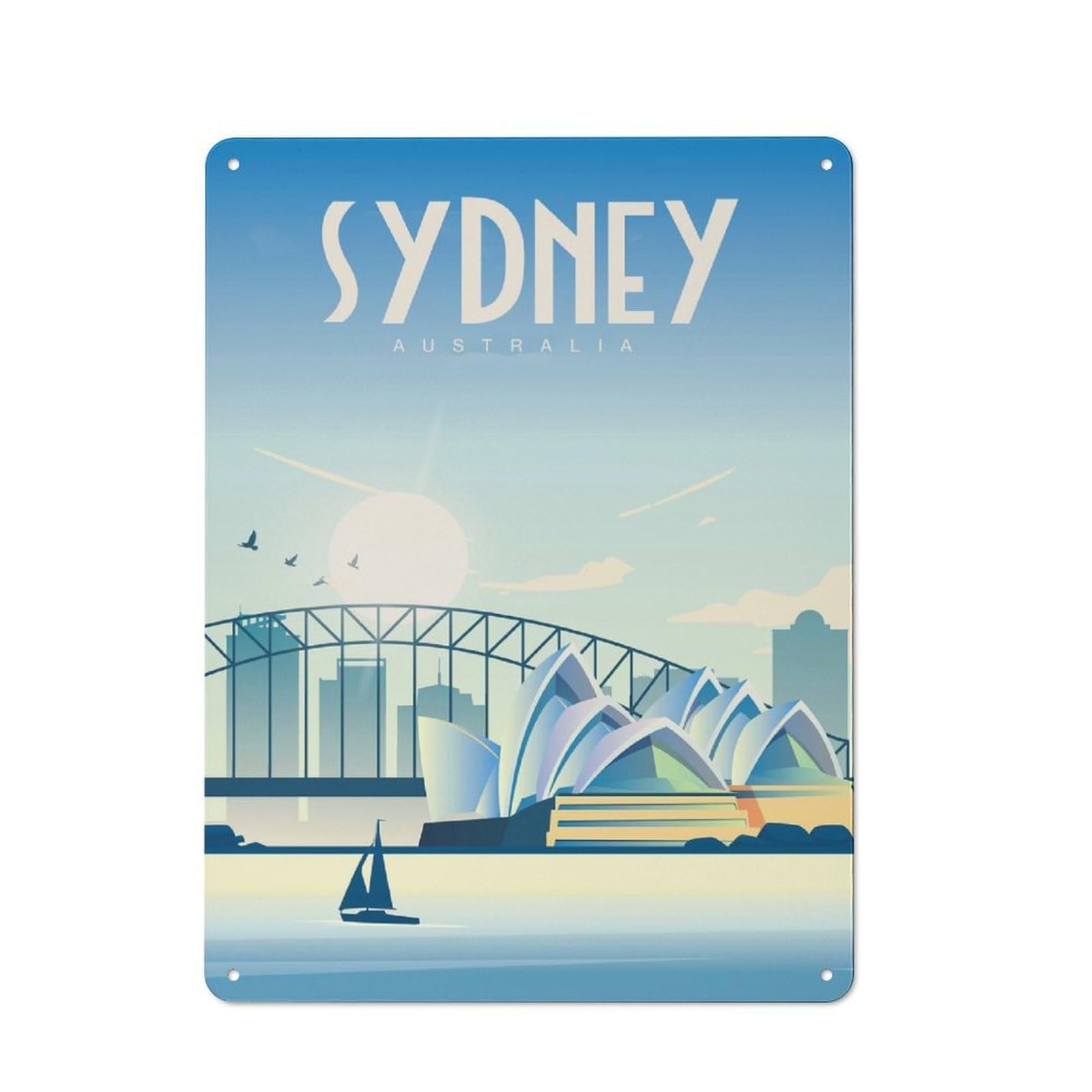 Creative Sydney Australia Travel Tin Sign 40x30cm, Study Room Decor for Workspace, Cafe, Shop Or Desk Area