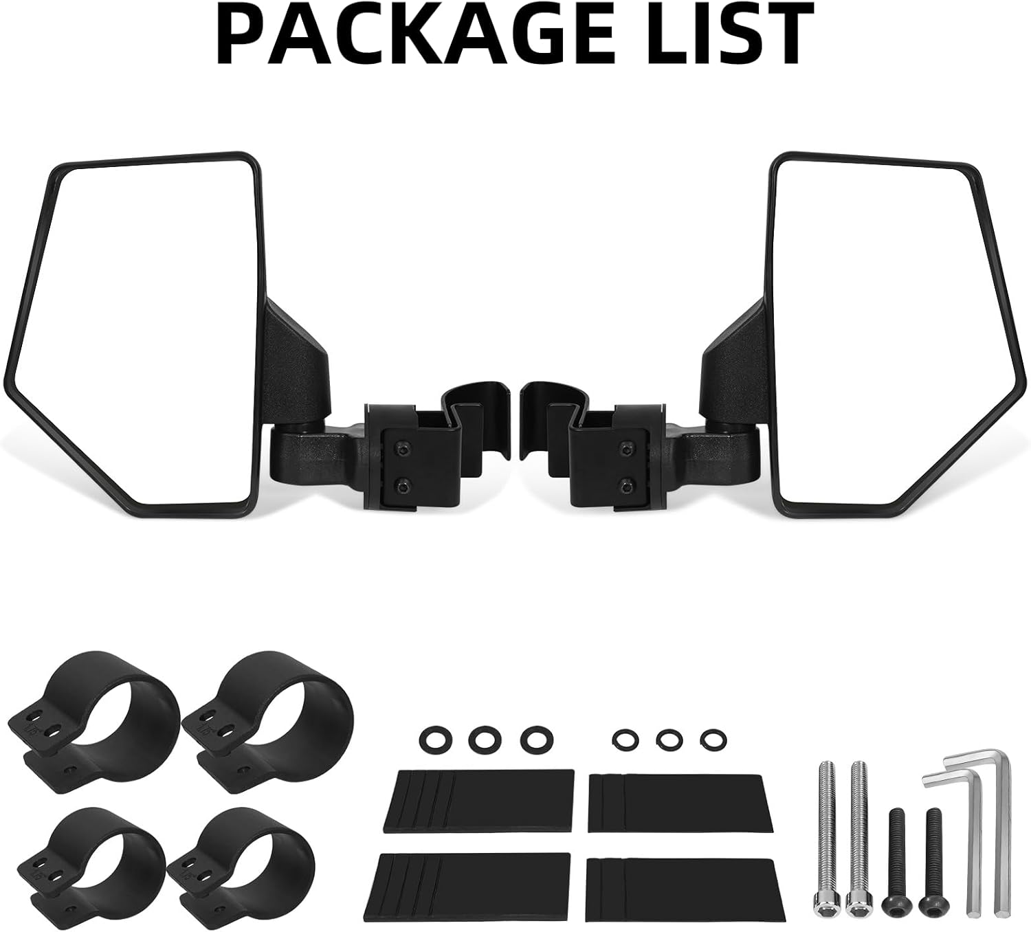 Expandable Adjustable UTV Side Mirrors for ROPS Pole, Large A-Pillar Mirrors Compatible with Polaris Ranger XP 1000/New XP 1000 2018-2026 & CFMOTO UFORCE U10