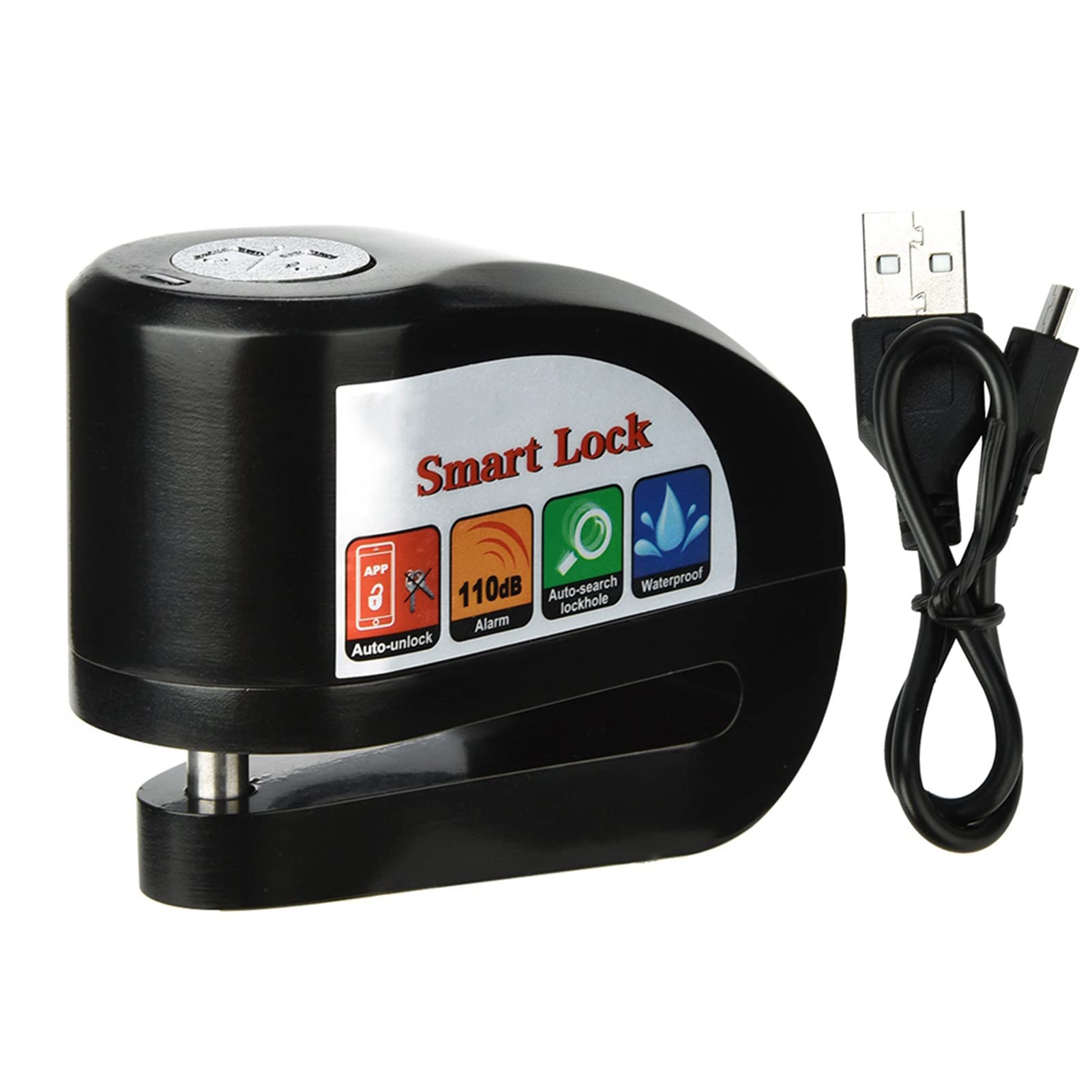 Sonew Blocco freno a disco, blocco disco allarme bici moto, APP bluetooth intelligente chiusura auto-furto keyless, impermeabile 110dB suono allarme controllo telefono cellulare (Lock)
