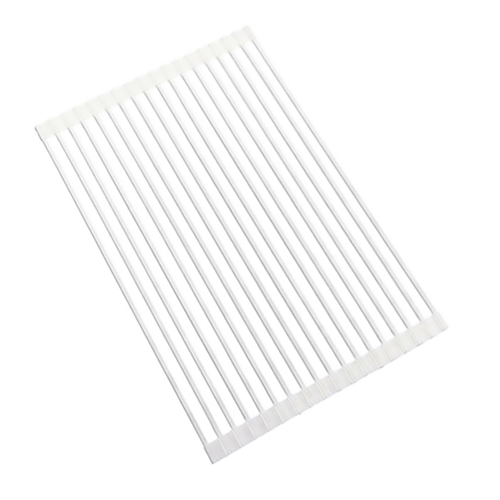 MIAOLLUN Roll Up Dish Drying Rack, Over The Sink Drying Rack, Portable Dish Rack Dish Drainer Foldable Stainless Steel Dish Drying Rack,White