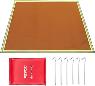 VEVOR Square Fire Pit Mat, 67" x 60" Fire Pit Mat for Deck, 1022 °F Fire Mat, 3.3lb Fireproof Mat for Fire Pit, Fire Pit Mat w/ 10 Stainless-Steel Grommets, 6 Silver Screws Fire Mat for Fire Pit Brown