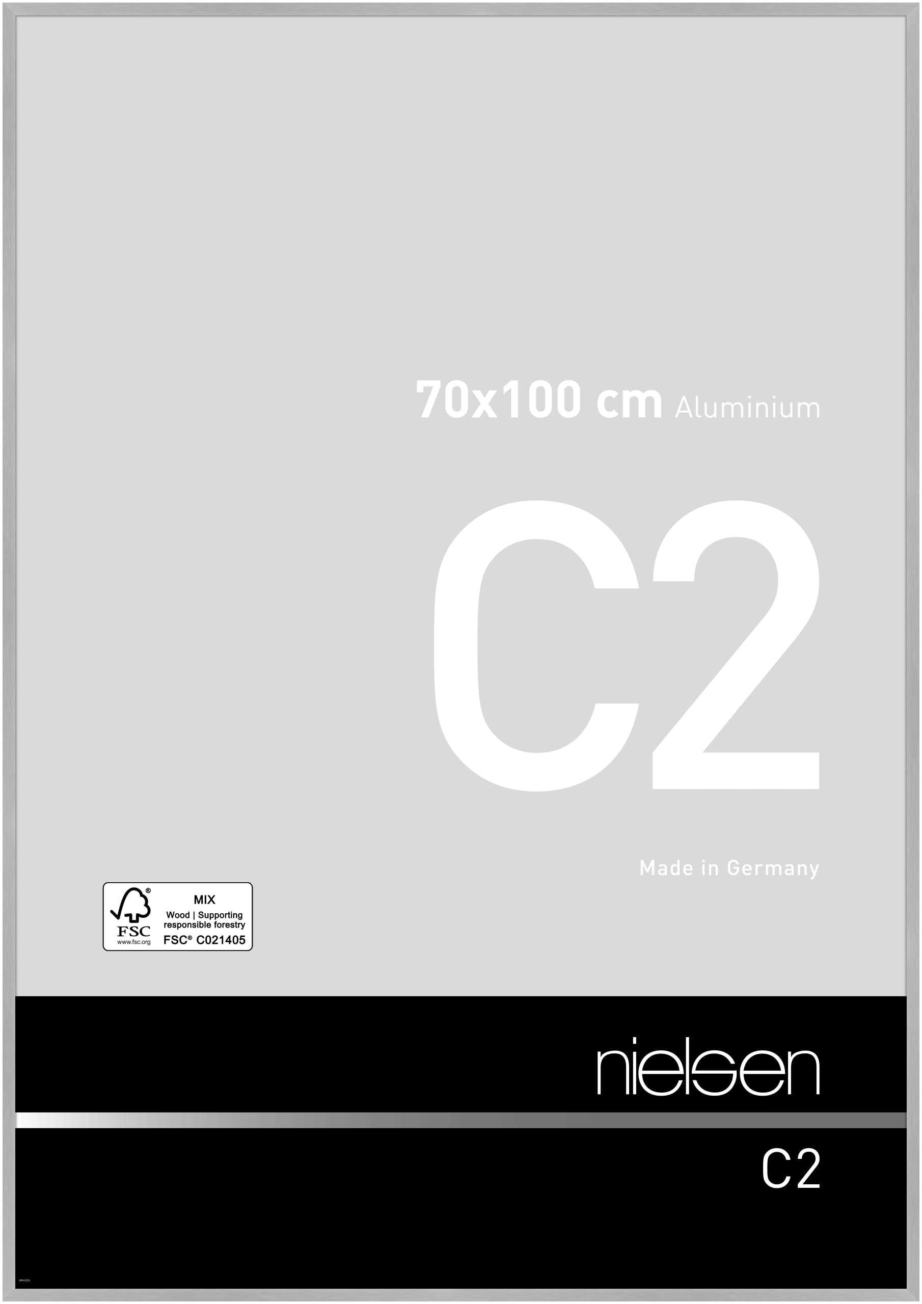 nielsen aluminium picture frame C2, 70x100 cm, soft frosted silver