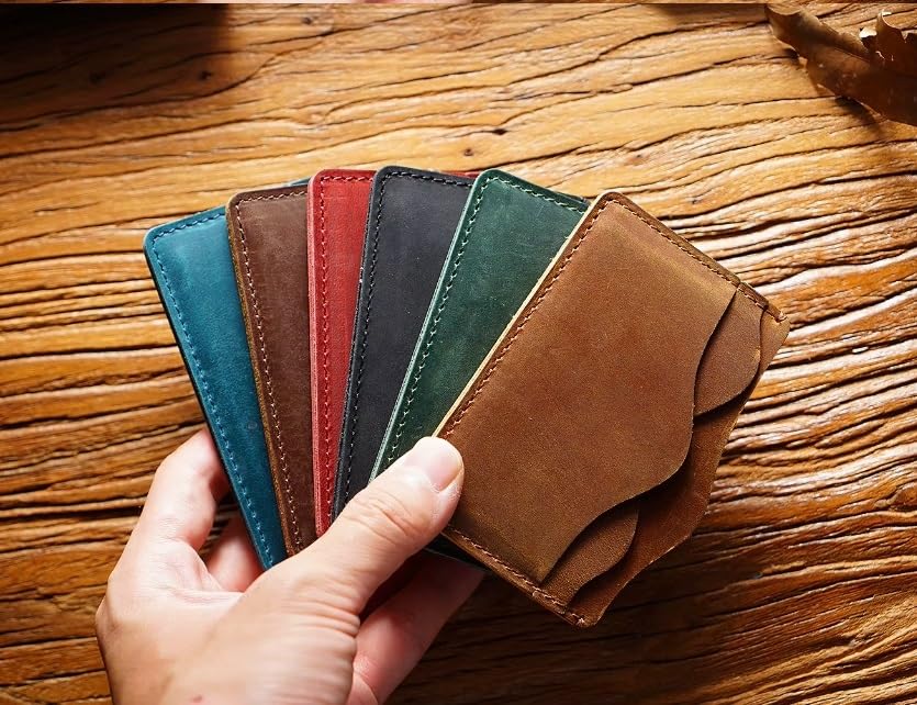 Handmade Horse Leather Wallet Top Layer Cowhide Vintage Card Holder for Men/Women Card Collection(D)2
