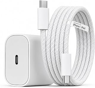 20W USB-C Charger with Type-C Cable Fast Charging for iPhone,iPad & AirPod