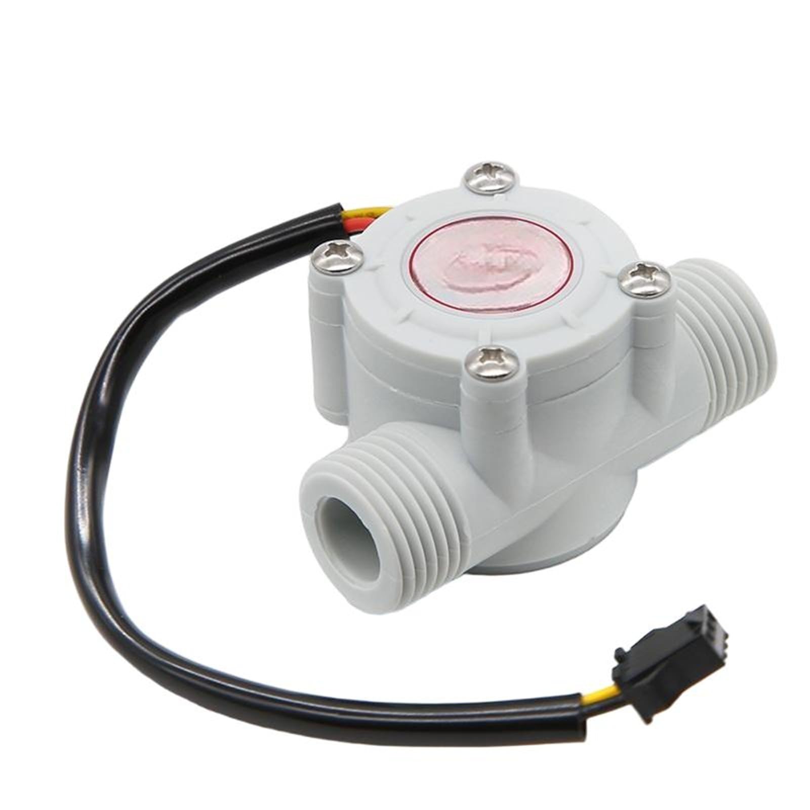 Water Flow Sensor Hall Effect Switch Heater G1/2" Male Thread S201 for Home Water Flow Calculation(White)