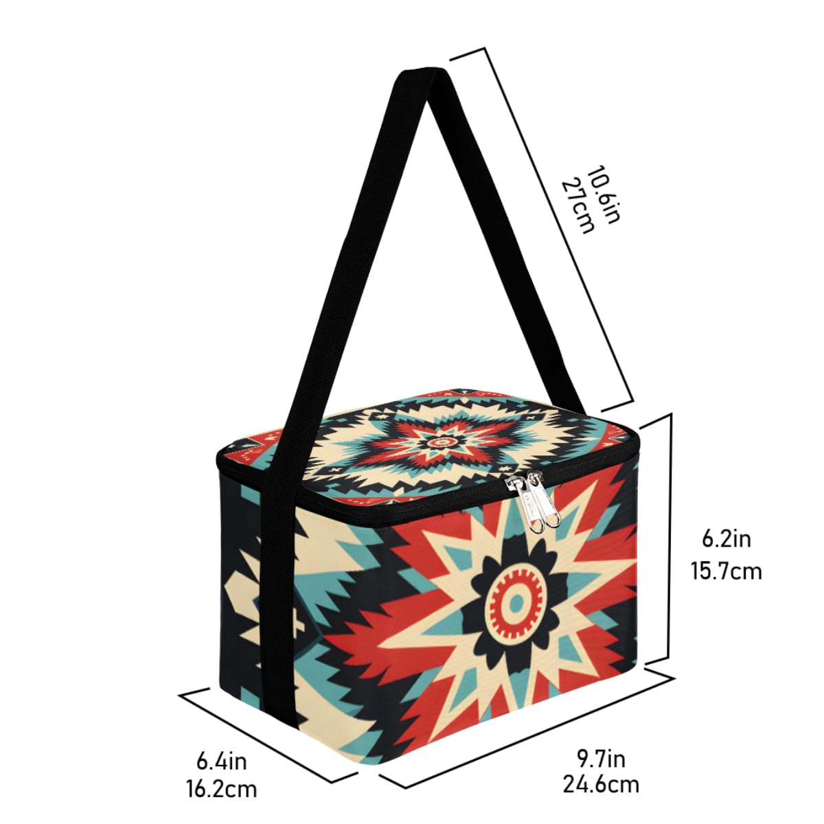 GzLeyigou Lunch Bags for Women Men 9 Cans,Art Abstract Flower Hot & Cold Food Delivery Bag Insulated Grocery Bag Insulated Lunch Box Curved Shape Cooler Bag for Office Work Picnic Beach