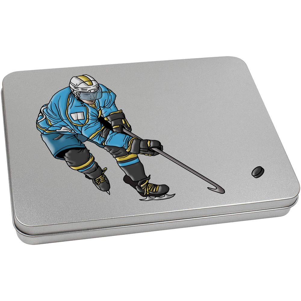 Azeeda 220mm 'Ice Hockey Player' Metal Hinged Tin/Storage Box (TT00143825)