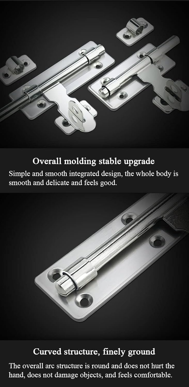 ドアロック ゲートボルト ステンレス スライドボルト 2個パック バレルボルト 高耐久ドアスライドラッチ ネジと南京錠付き 厚みのあ