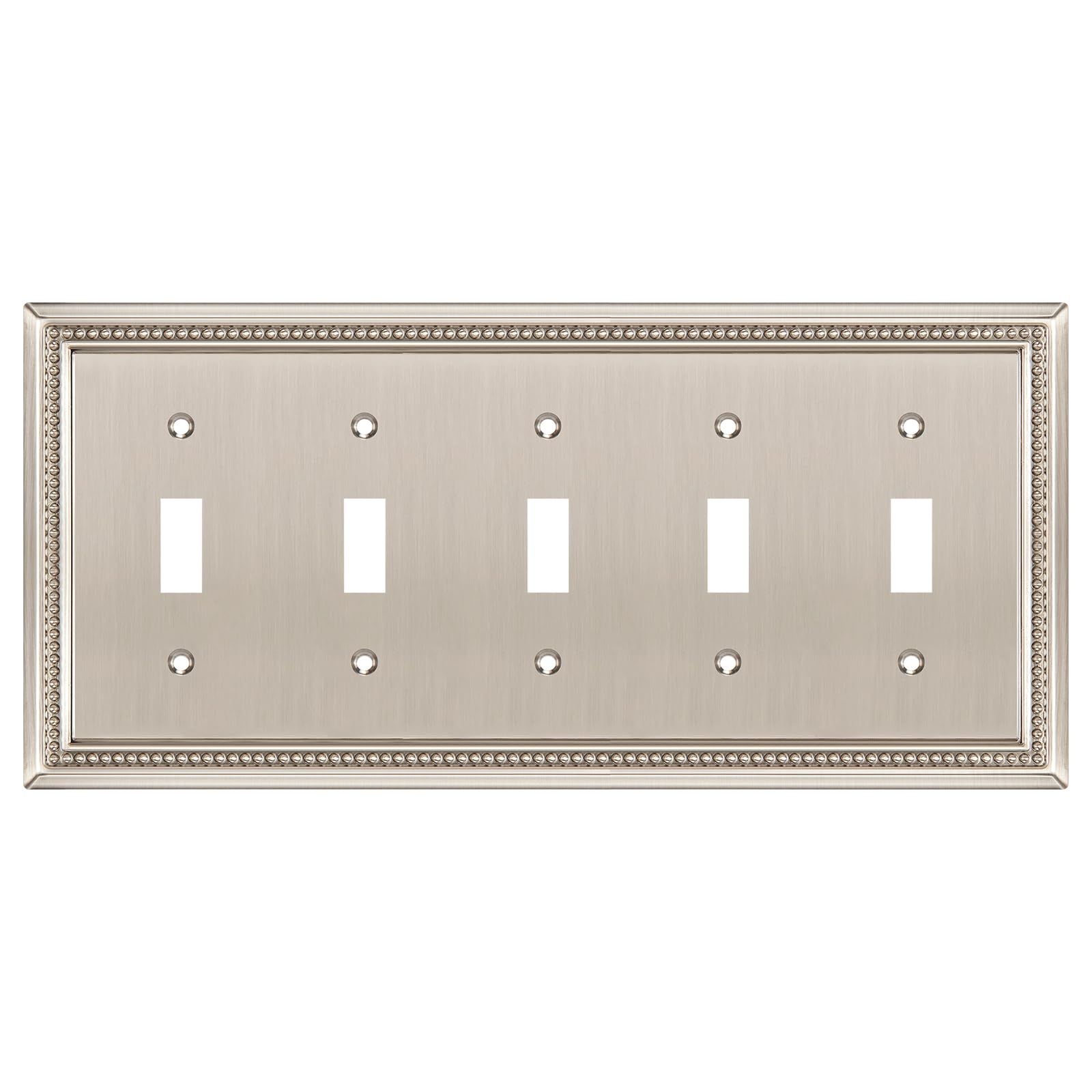 Henne Bery Sunken Pearls Heavy Duty Decorative Wall Plate Switch Plate Outlet Cover (5-Gang Toggle, Satin Nickel)