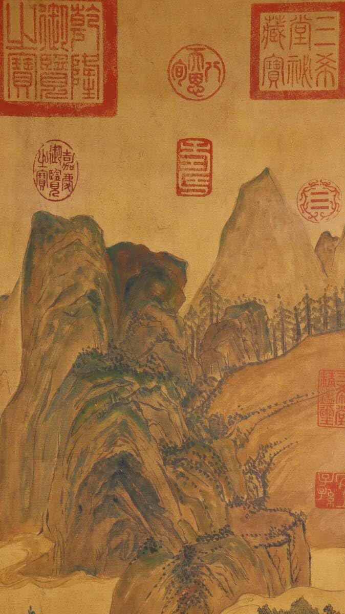 Amazon.co.jp: 古美術 掛け軸 中国明時代 「藍瑛書」 絹本 秋亭