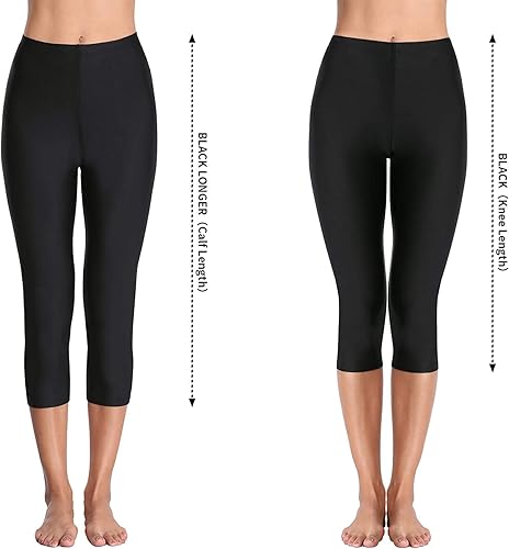Miniatura 2 de ATTRACO Pantalones de natación para mujer de cintura alta, capris de natación, pantalones cortos de natación