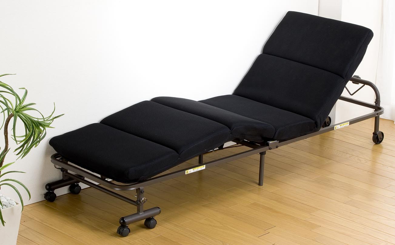 【新品未使用品】折りたたみベッド モコモコ ブラック 特許取得】モコモココンパクト 折りたたみベッド