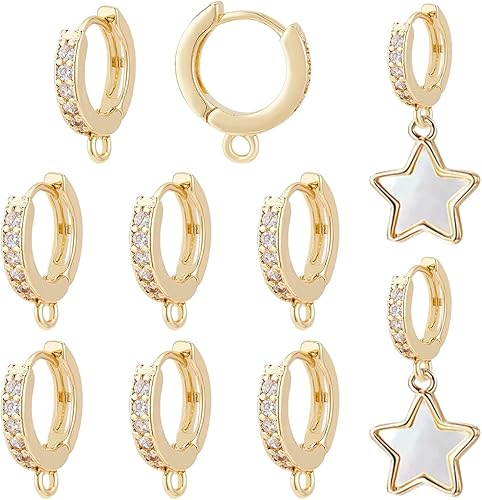 BENECREAT Aretes de aro chapados en oro real de 18 quilates, aretes de aro de corte redondo