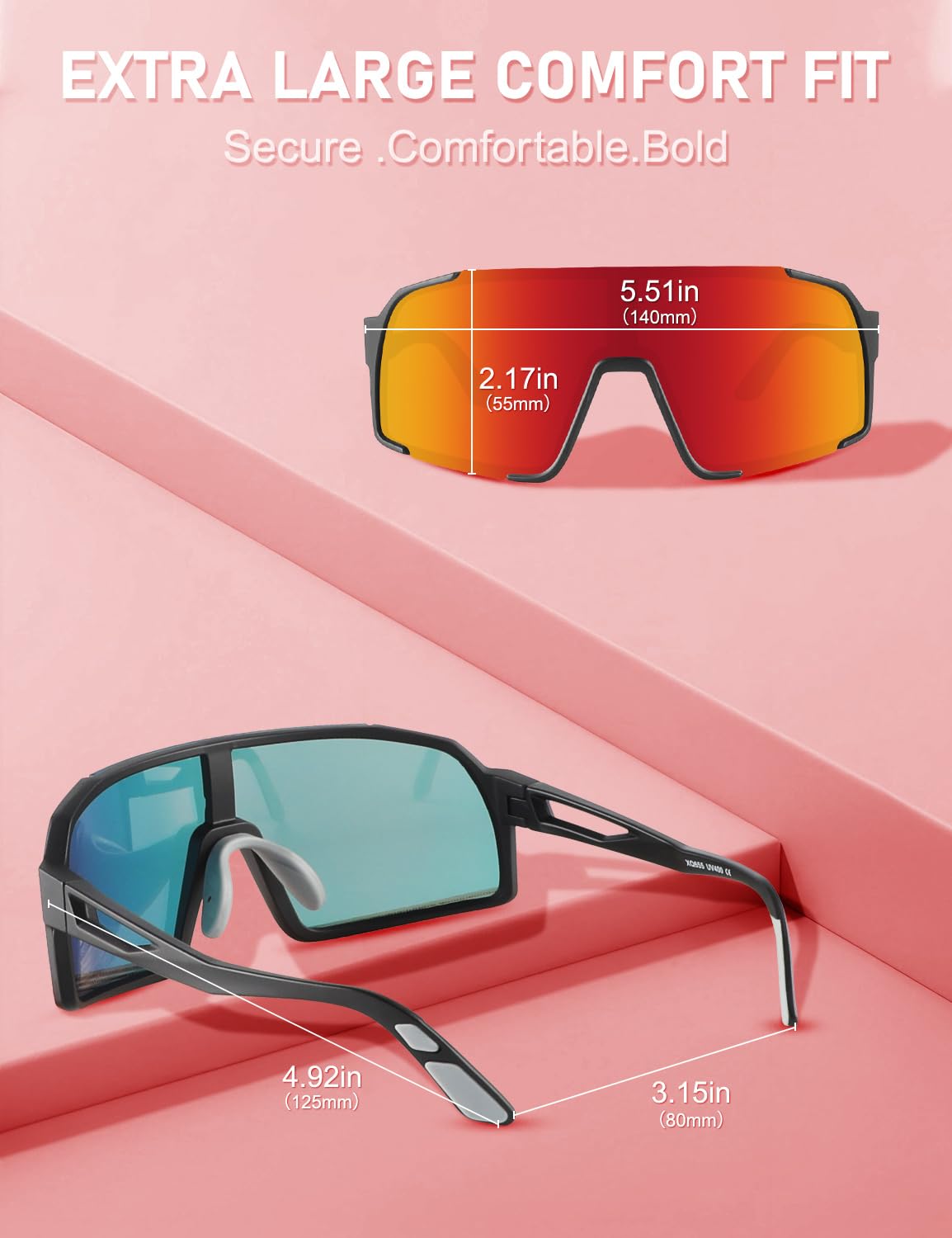 OULAIQI Gafas de sol de béisbol para hombres y mujeres, gafas deportivas de ciclismo para correr, sóftbol, voleibol, golf con protección UV