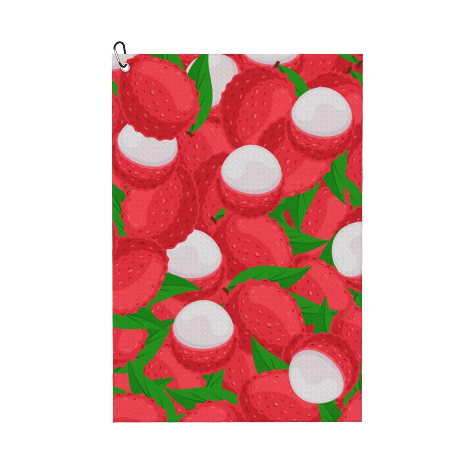 Hnnkloy Fruit Of Lychee Pattern, 16x24 in Portable Waffle Golf Towels with Carabiner Clip for Golf Bag