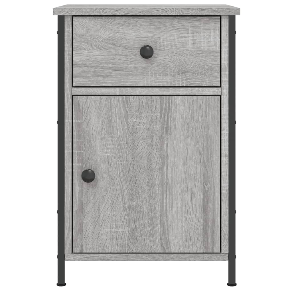 Hothingwell Stoły nocne 2 szt. Sonoma Grey 40x42x60cm Drewno inżynieryjne z szafką do przechowywania i żelazną ramą