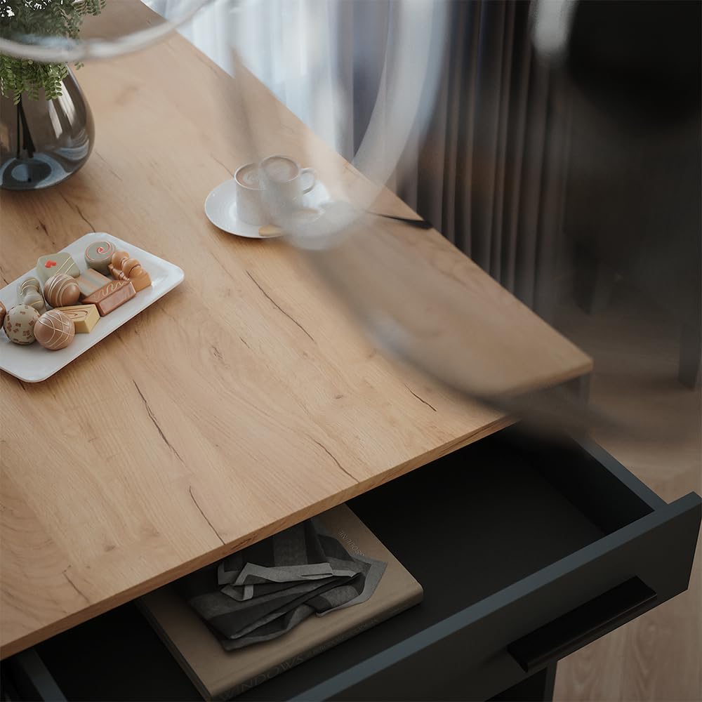 Vicco tavolo bar alto Repose, Rovere dorato/antracite, 67 x 100 cm, per l'utilizzo come tavolo alto con ripiani regolabili