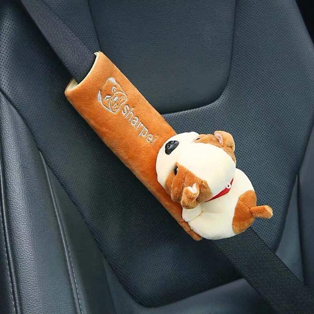 2 Pièces Coussin de Ceinture de Sécurité pour Enfants, Ceinture de Sécurité de Voiture Épaulière, Coussin de Ceinture de Sécurité Amovible, Pour Ceintures Sécurité, Sacs à Dos, Poussettes (2 Modèles)