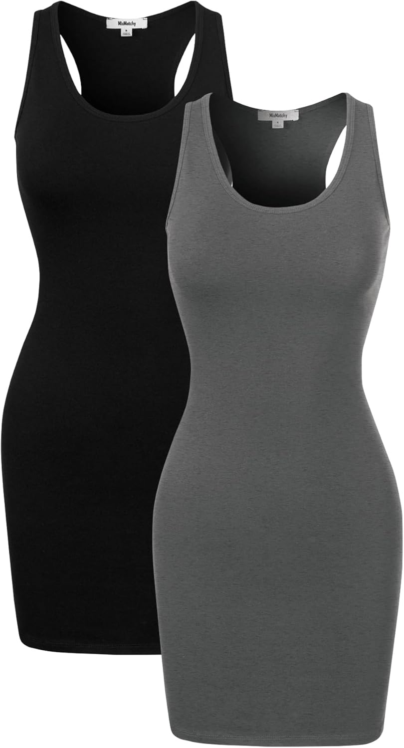 MixMatchy Women&#39;s Sexy Scoop Neck Sleeveless Bodycon Tank Dres