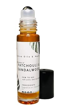 Patchouli & Sandalwood Fragrance Oil - Unisex Roll-On, Earthy Pachouli, Powdery Sandlwood, Light Musk, Cruelty & Alcohol Free, 0.33 oz.