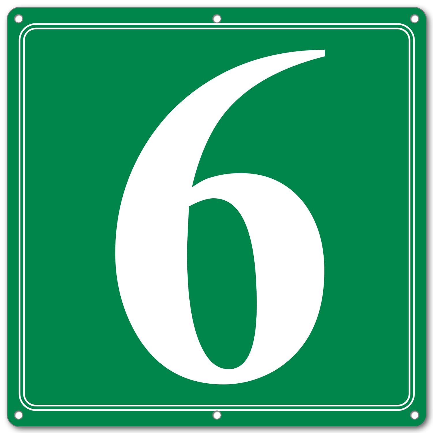 i-CowFun Premium Aluminum Number Signs 6, Metal 12" X 12" Green Numbered Signs Outdoor for Parking Lots, Floor, Dock, Court, Aisle, Field, High Visibility, No Fade, Weather-resistant