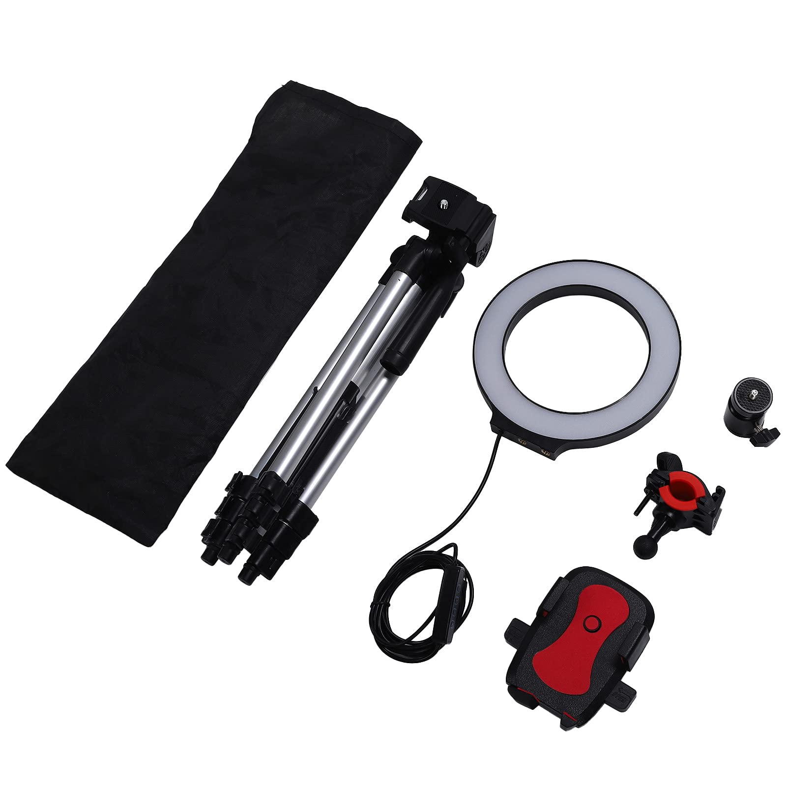 Anello Luminoso a LED Dimmerabile con Treppiedi per Studio Video di Trucco, Lega di Alluminio, Diametro Anello di 6,2 Pollici, Alimentato Tramite USB per Lampada da Scrivania o da Terra