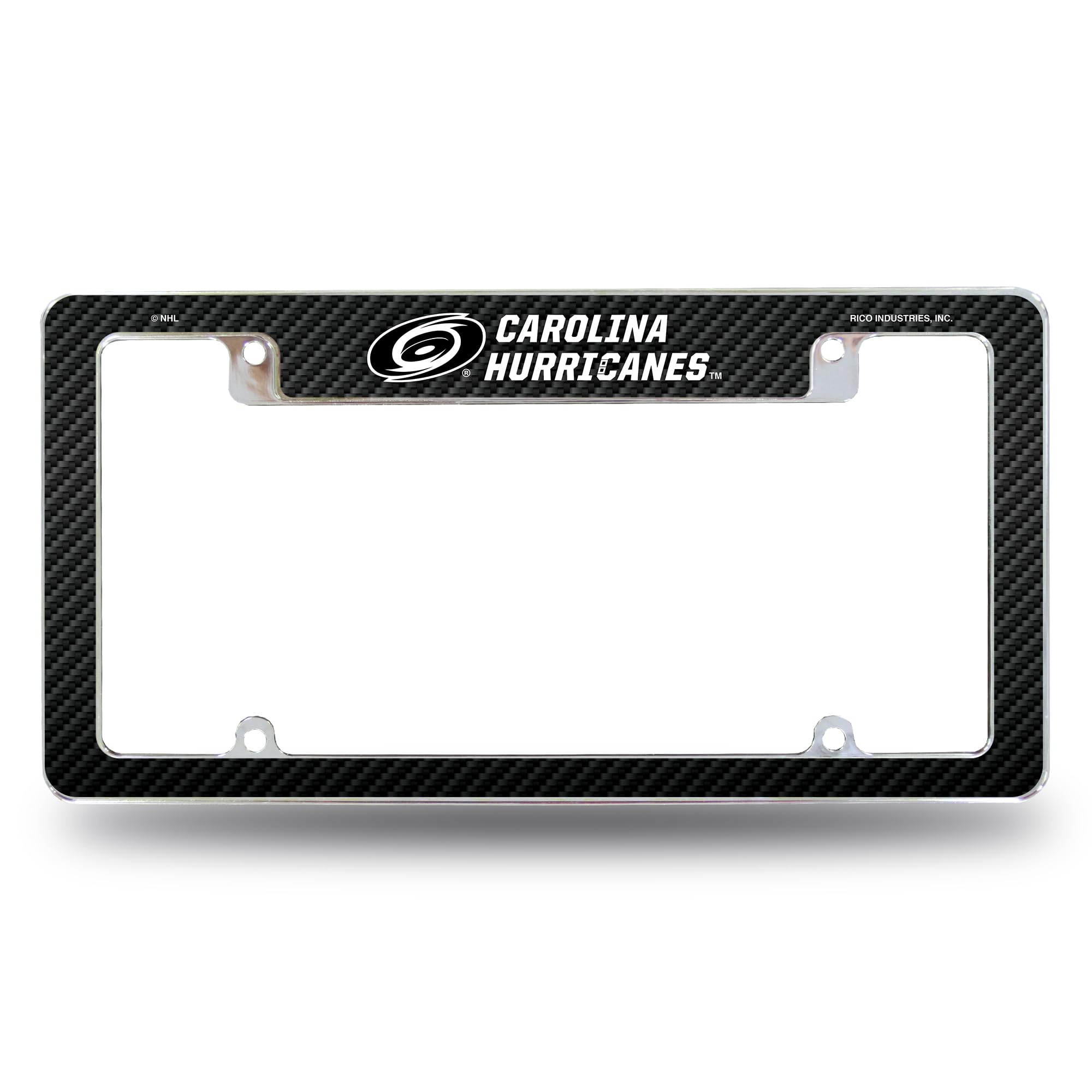 Rico Industries NHL Carolina Hurricanes License Plate Frame for Car/Truck, SUV, 12 x 6 Inch, Chrome, Black