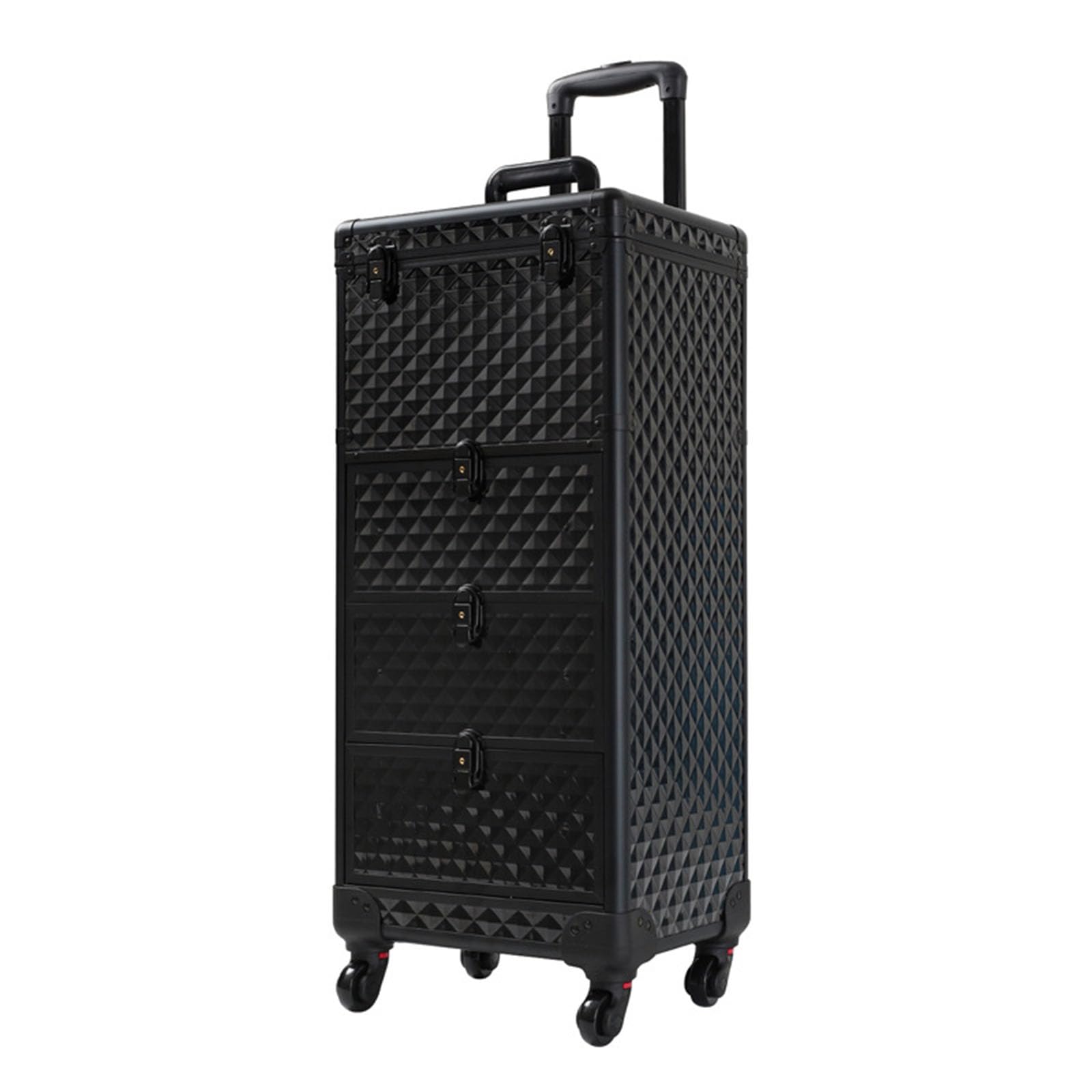 Kosmetikkoffer Trolley Schminkkoffer Groß Make up Koffer mit Rollen Kosmetik Trolley 3 Schubladen Friseurkoffer Alu Multikoffer,Schwarz