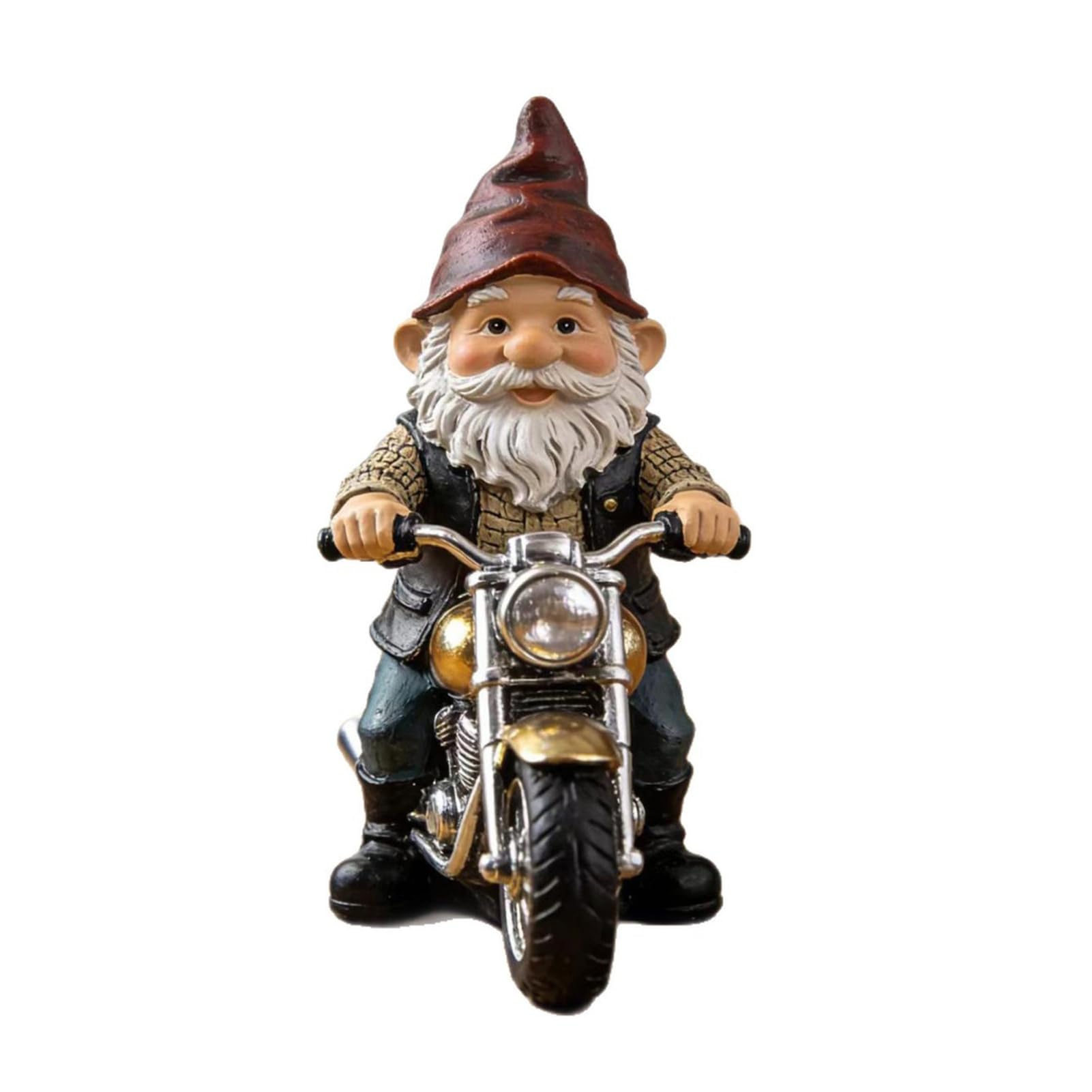 pidodou Gnome Riding Retro Motorcycle Figurine Resin Statue Sculpture Home Office Desk Bookshelf Ornament 6.2x12x12.5cm Vintage Dwarf Decoration [object Object]