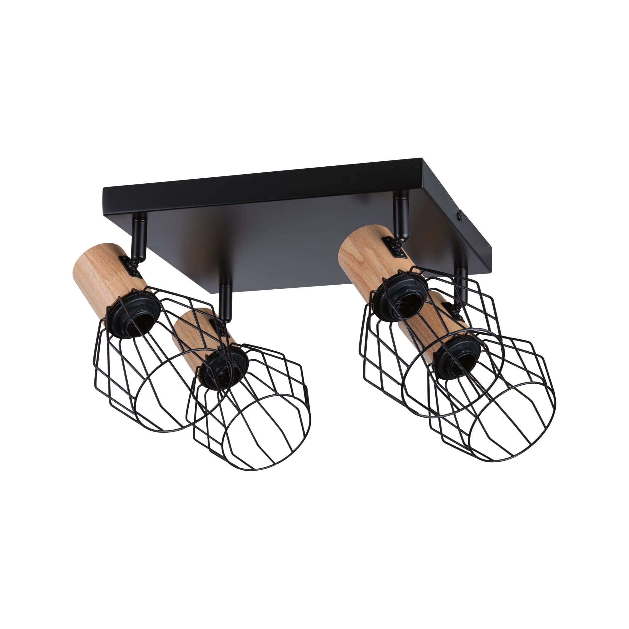 Paulmann 66769 Spotlight Lanke 4-Lamp Max. 4X20W Ceiling Luminaire Black/wood Spot Metal E14 from B&Q