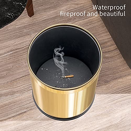 Leasylife 2.6Gallon/10L Brass Open Top Trash Can，Stainless Steel Gold Trash Can，Small Garbage Can，Wastebasket For Hotel，Office，Store，Metal Trash Bin Without Lid For Bathroom，Livingroom，Bedroom (Gold) #TOP4