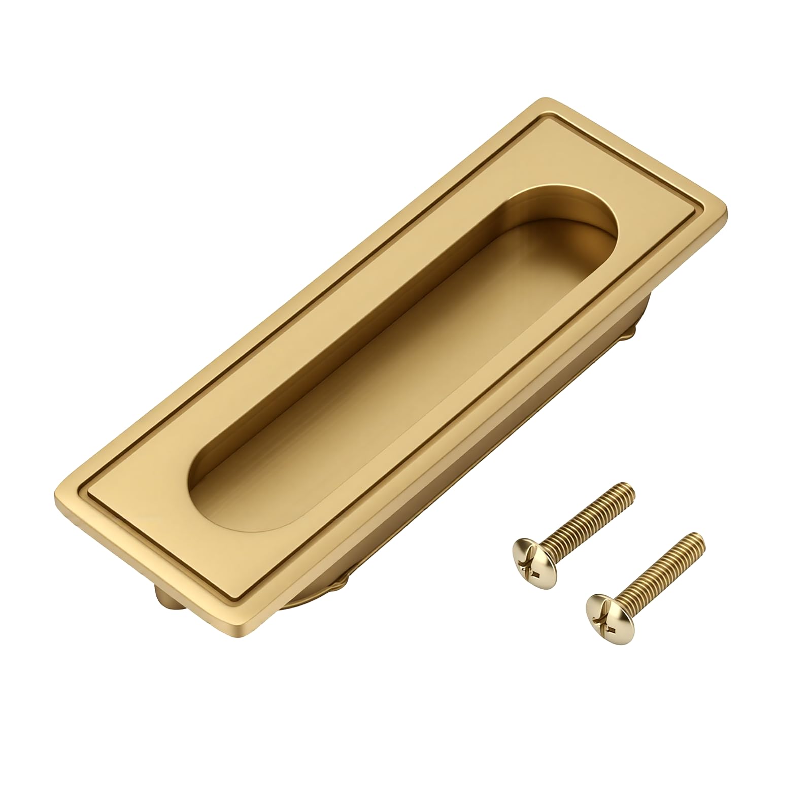 ViaGasaFamido Recessed Handle, Brass Cabinet Hardware Flush Pull, Recessed Invisible Flat Finger Pull with 2 Screw for Sliding Door Drawer and Cabinet