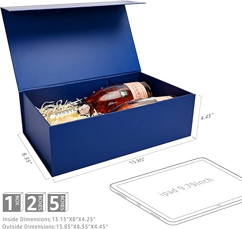 Miniatura 84 de LIFELUM - Caja de regalo con tapa magnética, contiene tarjeta, cinta, etiqueta adhesiva y papel triturado de relleno, para Navidad, grande, 13.8 x