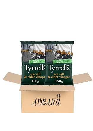 AMBARII Tyrrells Sea Salt and Cider Vinegar Potato Crisps, 150g, 2 Pack