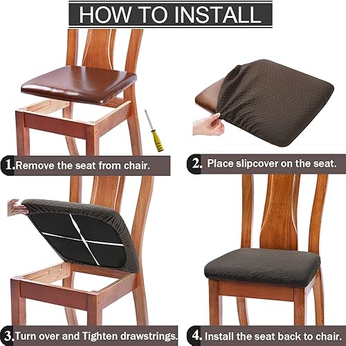 Miniatura 6 de BUYUE - Funda de tela antideslizante para silla de comedor, lavable, protector de funda elástica con motivo geométrico para silla tapizada